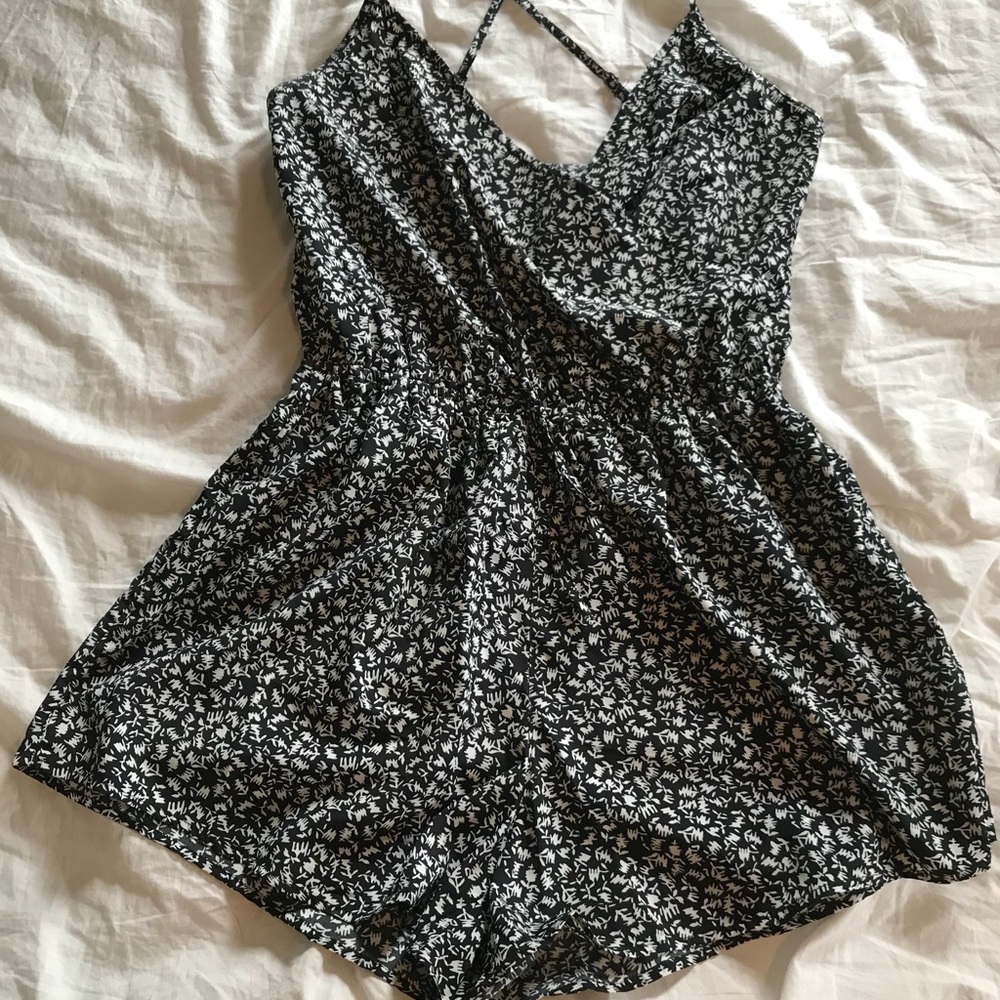 Black and white hollister romper